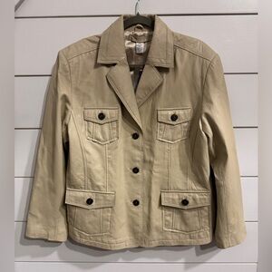 Chico's Beige Leather Blazer Jacket